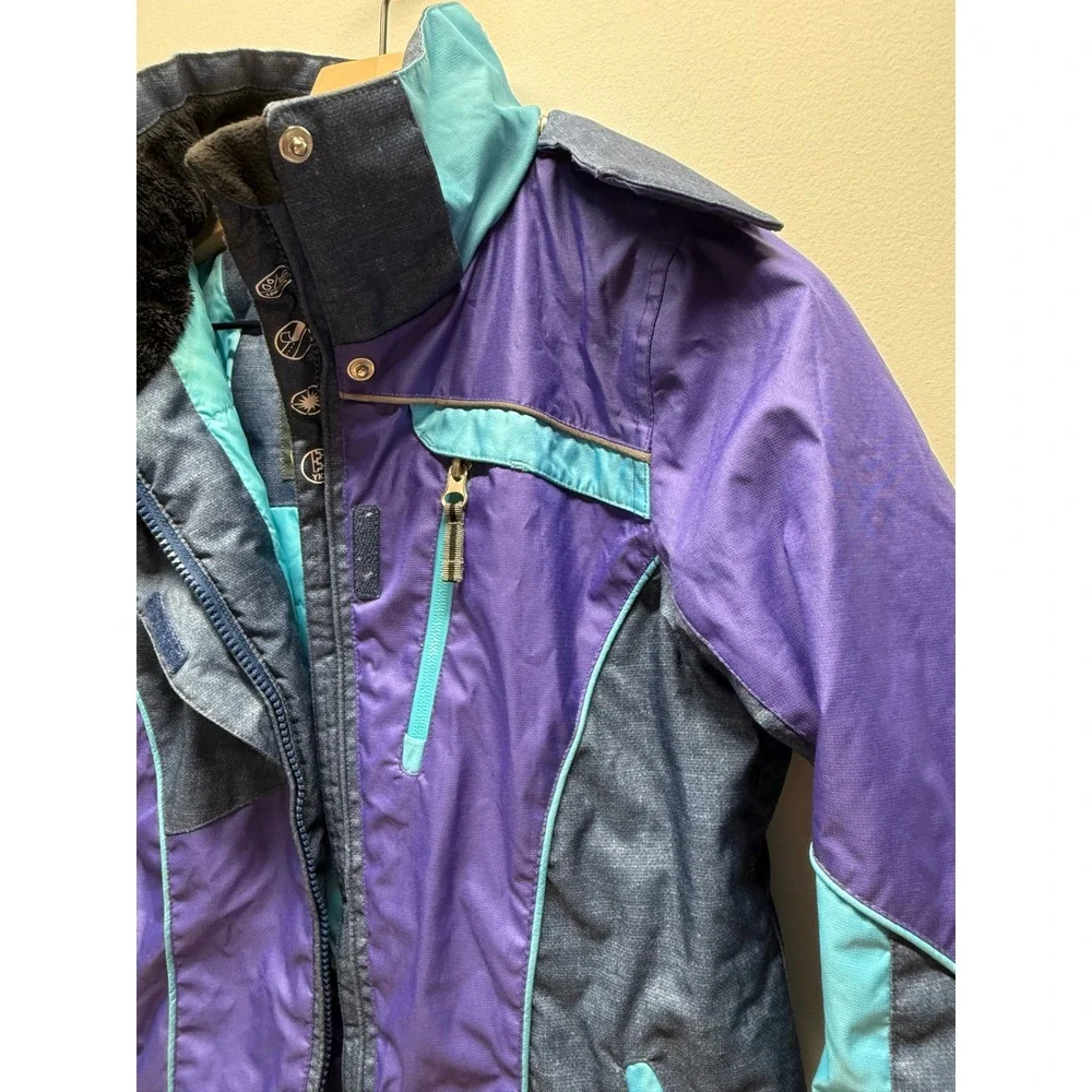 Jupa Kids Ski Jacket Purple Blue‎ Waterproof Breathable Hooded Size 12